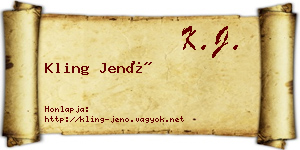 Kling Jenő névjegykártya